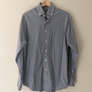 Peter Millar Summer Comfort Shirt Long Sleeve Button Up Gingham Navy Size Medium